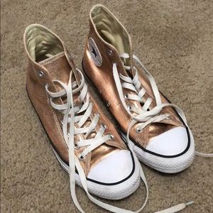 Rose gold shiny converse